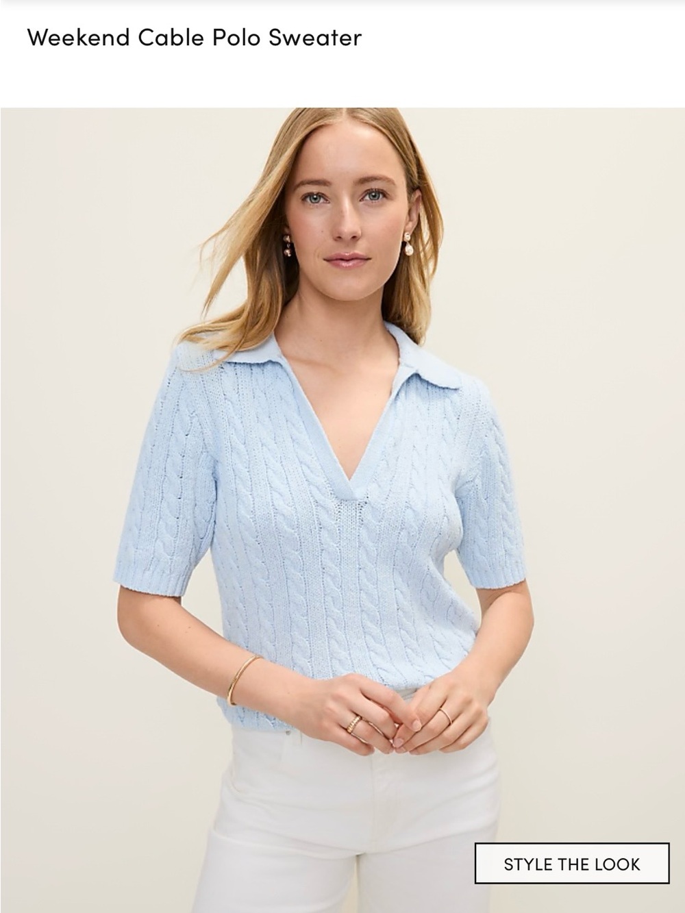NWT Ann Taylor Light Blue Cable Knit Polo Sweater